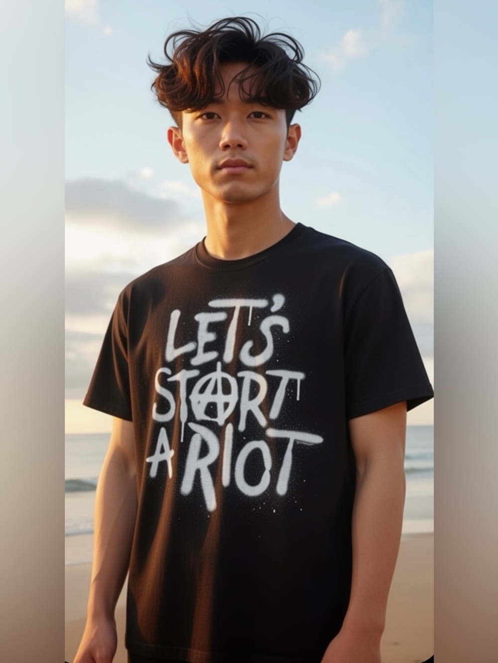 Let's Start a Riot Short Sleeve Graphic Tee - Black